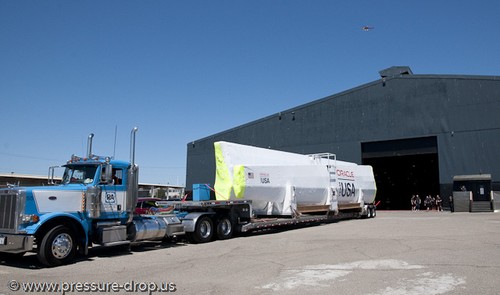 Pier 80 gets delivery of the new AC 72’ wing - Oracle Racing’s AC72 wingsail arrives in San Francisco © Erik Simonson/ pressure-drop.us http://www.pressure-drop.us
